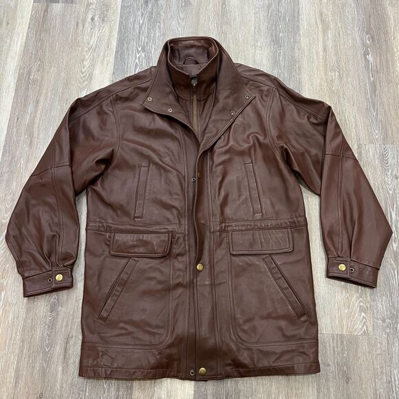 Mill Valley Sheepskin & Leather Co. Mens Brown Leather Zip Double Pocket Jacket - Picture 1 of 7